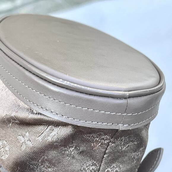 Louis Vuitton Bucket Bag Satchel Gray Satin Mini Handbag Silver Hardware Rare - Picture 12 of 13